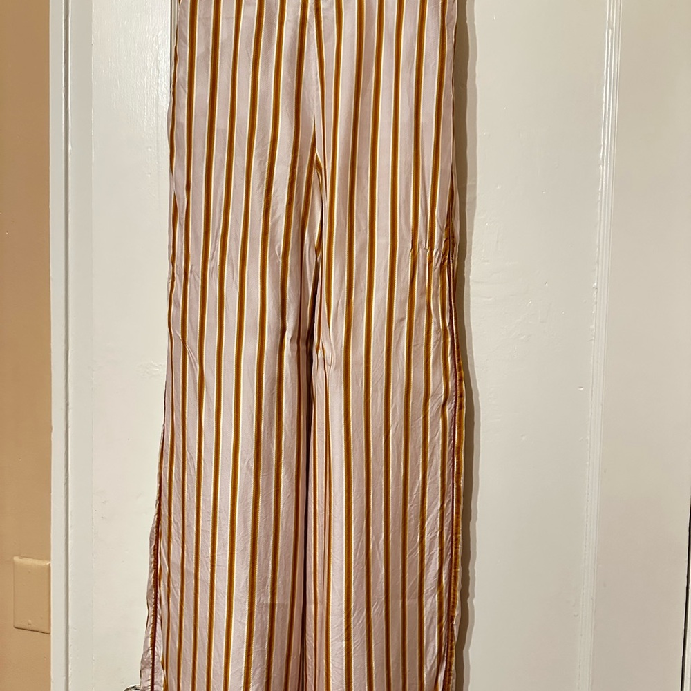 Silky Striped Wide-Leg Pants Made in India